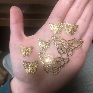 Adorable coquette gold color plastic butterfly pendants